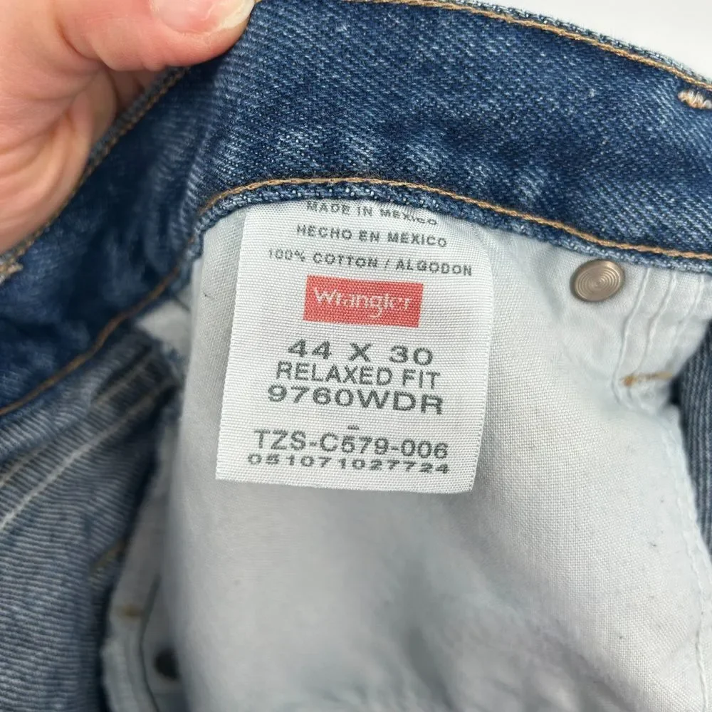 WRANGLER Men's Relaxed Fit Straight Leg Casual Denim Blue Jeans Size 44 x 30